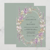 スレートマーブルの野の花の結婚式 招待状 (正面/裏面)