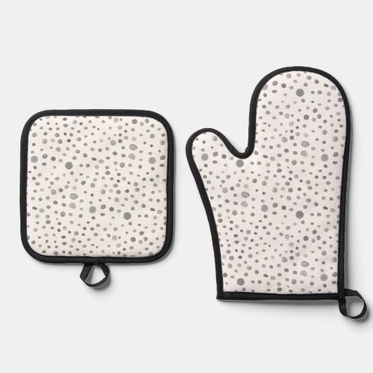 スレート コンフェティ ウォーターカラー ドット 鍋つかみ&鍋敷きセット (正面)