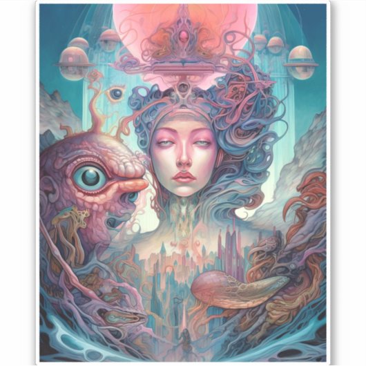 スレ風変わりアルエイリアン女性芸術 シール (正面)