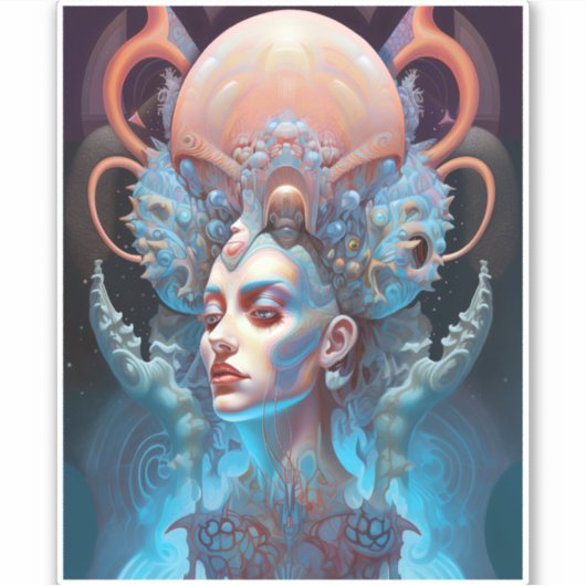 スレ風変わりアルエイリアン女性芸術 シール (正面)