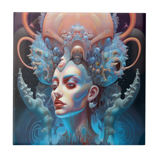 スレ風変わりアルエイリアン女性芸術 タイル (正面)