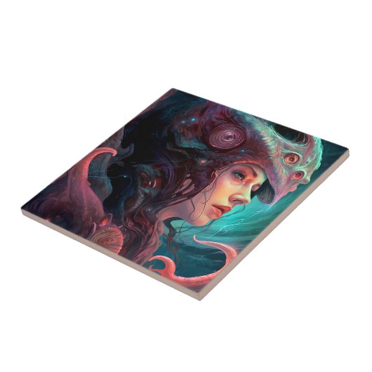 スレ風変わりアルエイリアン女性芸術 タイル (側面)