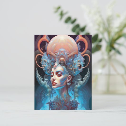 スレ風変わりアルエイリアン女性芸術 ポストカード (スタンド正面)