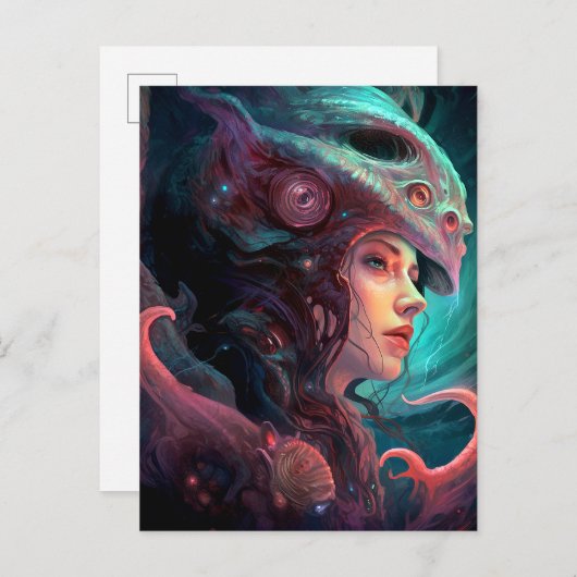 スレ風変わりアルエイリアン女性芸術 ポストカード (正面/裏面)
