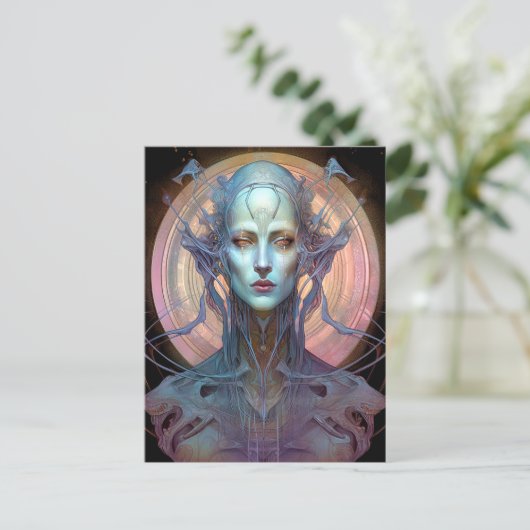 スレ風変わりアルエイリアン女性芸術 ポストカード (スタンド正面)