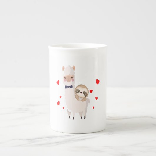 スロおもしろいス乗用ラマシャツアルパおもしろいカハート ボーンチャイナマグカップ (正面)