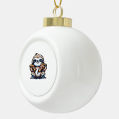 スロおもしろいス食べピザ、かわいい動物愛好家オーバー セラミックボールオーナメント (右)
