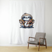 スロおもしろいス食べピザ、かわいい動物愛好家オーバー タペストリー (インサイチュ)