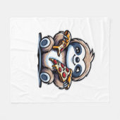 スロおもしろいス食べピザ、かわいい動物愛好家オーバー フリースブランケット (正面(横))