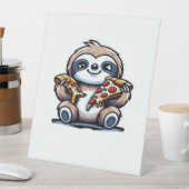 スロおもしろいス食べピザ、かわいい動物愛好家オーバー 台座サイン (インサイチュ)