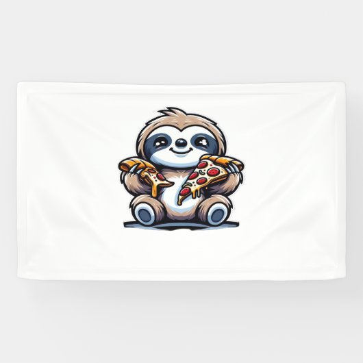 スロおもしろいス食べピザ、かわいい動物愛好家オーバー 横断幕 (横)