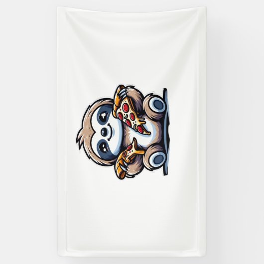 スロおもしろいス食べピザ、かわいい動物愛好家オーバー 横断幕 (縦)