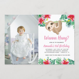スロぶら下がったスガール誕生日フォト招待状 招待状