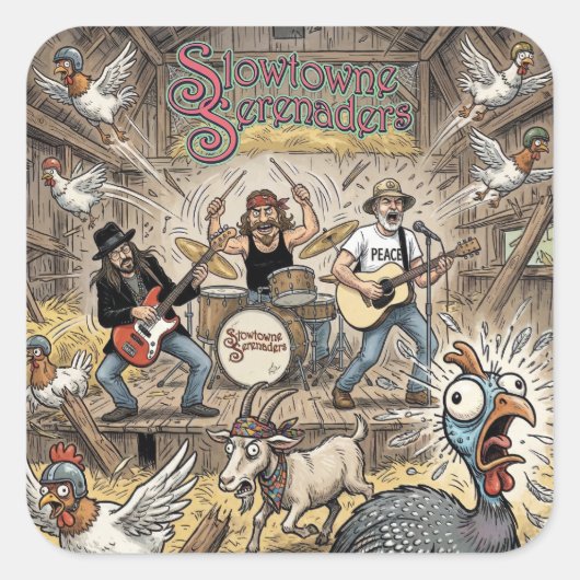 スロウタウン・セレナーダーズのバーン・ステッカー スクエアシール (正面)