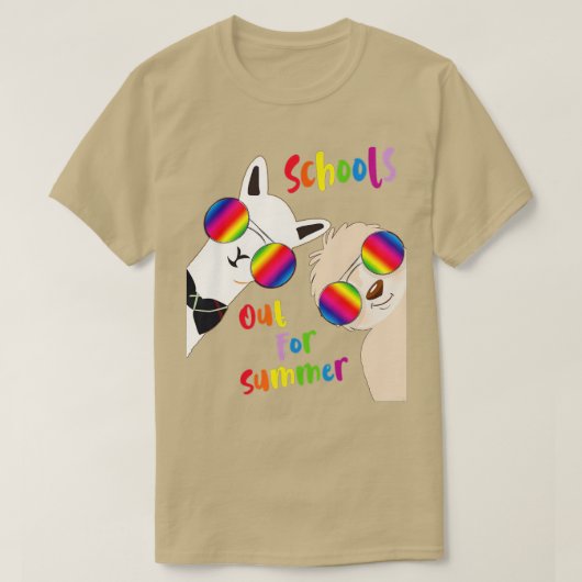 スロカッコいいス&サングラスラマの学校は夏に向かう Tシャツ (デザイン正面)