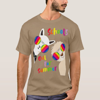 スロカッコいいス&サングラスラマの学校は夏に向かう Tシャツ
