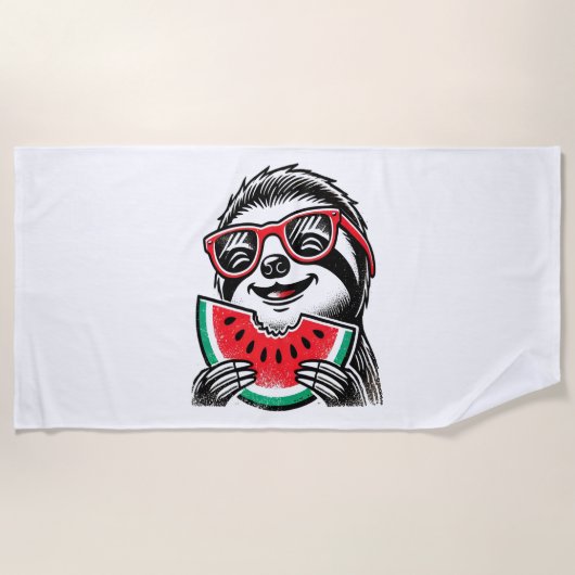 スロクールス食べスイカ ビーチタオル (正面)