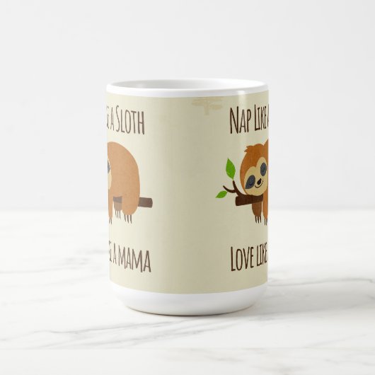 スロスおもしろいママ「スロスのような昼寝」かわいいママの贈り物 コーヒーマグカップ (中央)