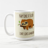 スロスおもしろいママ「スロスのような昼寝」かわいいママの贈り物 コーヒーマグカップ (左)