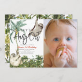 スロスつるジャングの誕生日の写真 招待状 (正面/裏面)