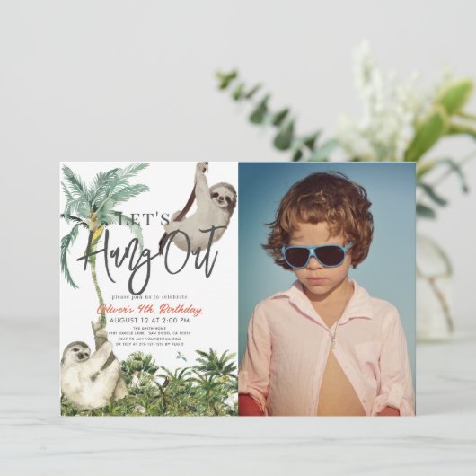 スロスつるジャング子供の誕生日写真 招待状 (スタンド正面)