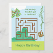 スロスと葉パズル、迷路誕生日カード (正面/裏面)