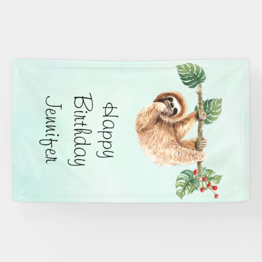 スロスぶら下がったの上下反転の水彩誕生日 横断幕 (横)