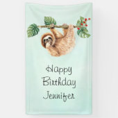 スロスぶら下がったの上下反転の水彩誕生日 横断幕 (縦)