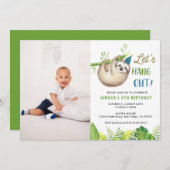 スロスをテーマにした少年の誕生日パーティーの写真 招待状 (正面/裏面)