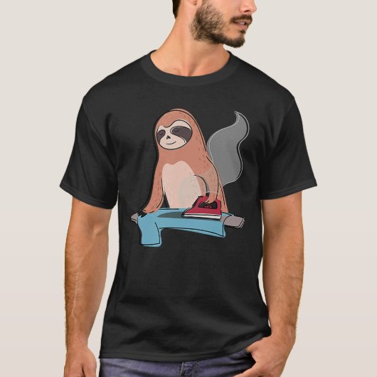 スロスアイロン掛け世帯怠け者かわいいスロス Tシャツ (正面)