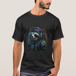 スロスアートワークミュージックカラフルアニマルヘッドフォンSl Tシャツ