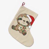 スロスクリスマスウィンター動物は大きなキリストをスロス ラージクリスマスストッキング (正面 (吊り時))