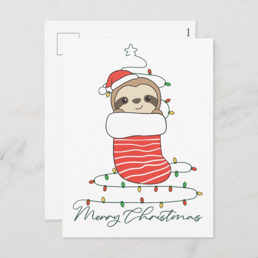 スロスクリスマススノーウィンターアニマルズスロスコーヒー シーズンポストカード (正面/裏面)