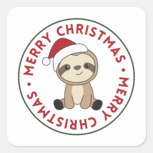 スロスクリスマススノーウィンターアニマルズスロスススススクエア スクエアシール