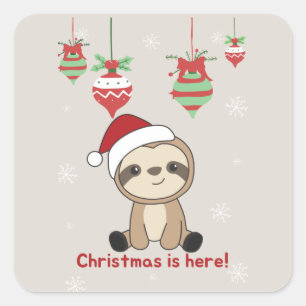 スロスクリスマススノーウィンターアニマルズスロスススススクエア スクエアシール
