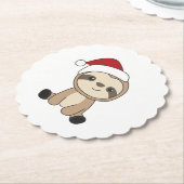 スロスクリスマススノーウィンターアニマルズスロース紙C ペーパーコースター (アングル)