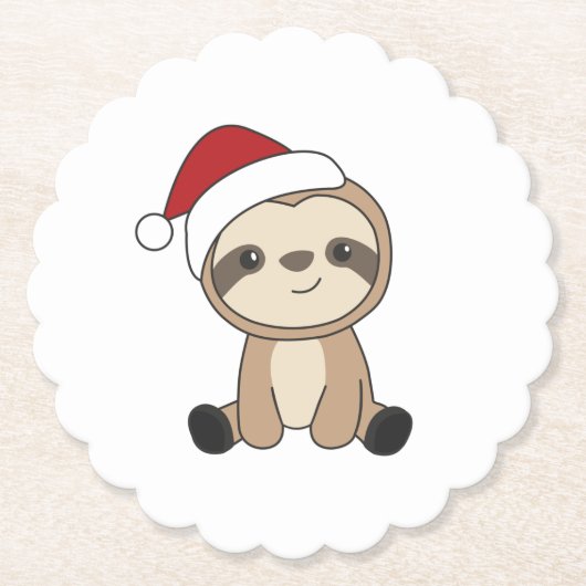 スロスクリスマススノーウィンターアニマルズスロース紙C ペーパーコースター (正面)
