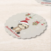 スロスクリスマススノーウィンターアニマルズスロース紙C ペーパーコースター (アングル)