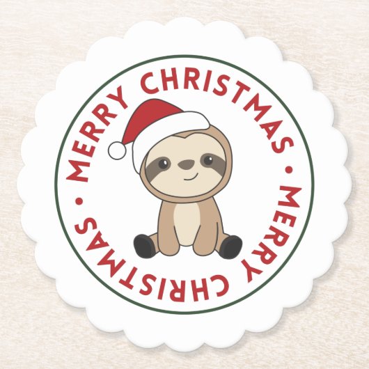 スロスクリスマススノーウィンターアニマルズスロース紙C ペーパーコースター (正面)