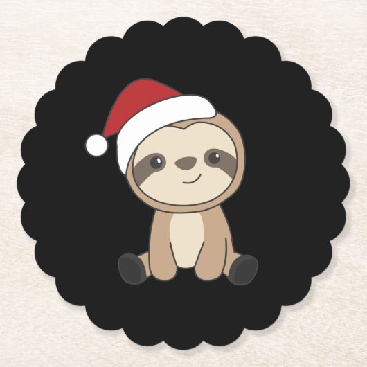 スロスクリスマススノーウィンターアニマルズスロース紙C ペーパーコースター (正面)