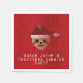 スロスクリスマスセーターパーティーレッドホリデーナプキンス スタンダードカクテルナプキン (正面)