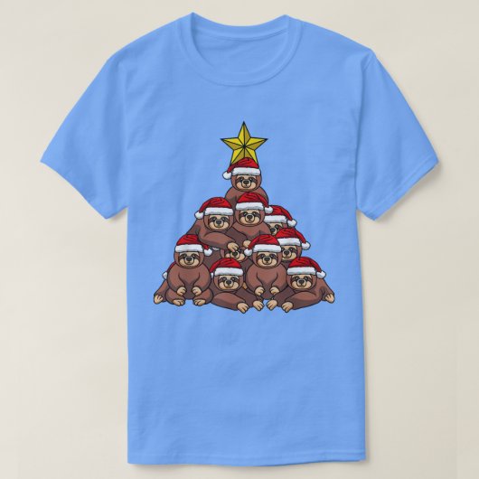 スロスクリスマスツリーかわいいクリスマスツリー動物T Tシャツ (デザイン正面)
