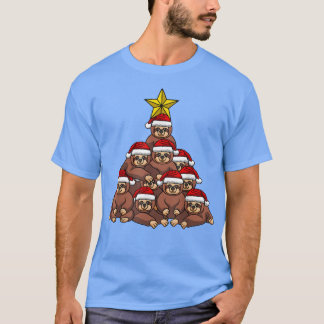 スロスクリスマスツリーかわいいクリスマスツリー動物T Tシャツ