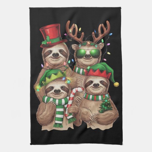 スロスクリスマスメリースロスマススロス恋人ギフト キッチンタオル (縦)