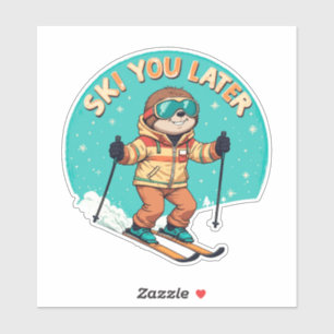 スロススキーおもしろい- Winter Sloth Ski You Later シール