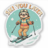 スロススキーおもしろい- Winter Sloth Ski You Later シール (正面)
