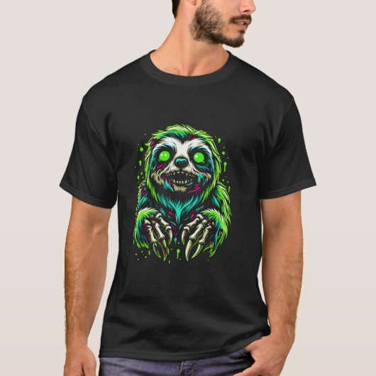 スロスゾンビ鮮やかハロウィーングラフィックホラーCOMI Tシャツ (正面)