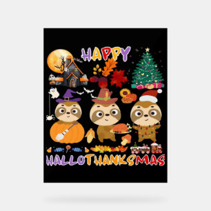 スロスハッピーハロサンクスマスハローウィーンサンクセグ アクリルサイン