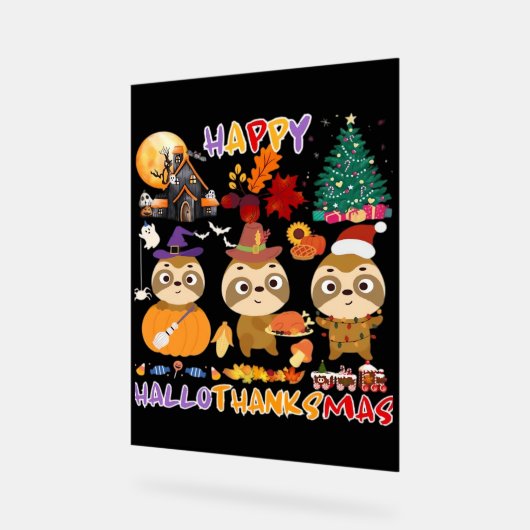 スロスハッピーハロサンクスマスハローウィーンサンクセグ アクリルサイン (傾斜)