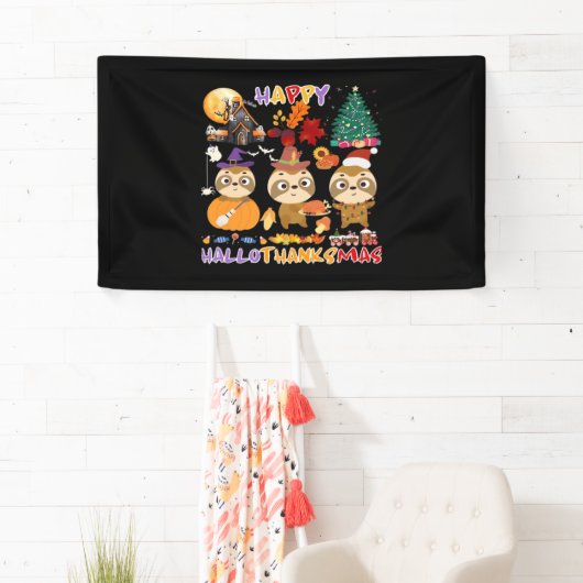 スロスハッピーハロサンクスマスハローウィーンサンクセグ 横断幕 (インサイチュ)
